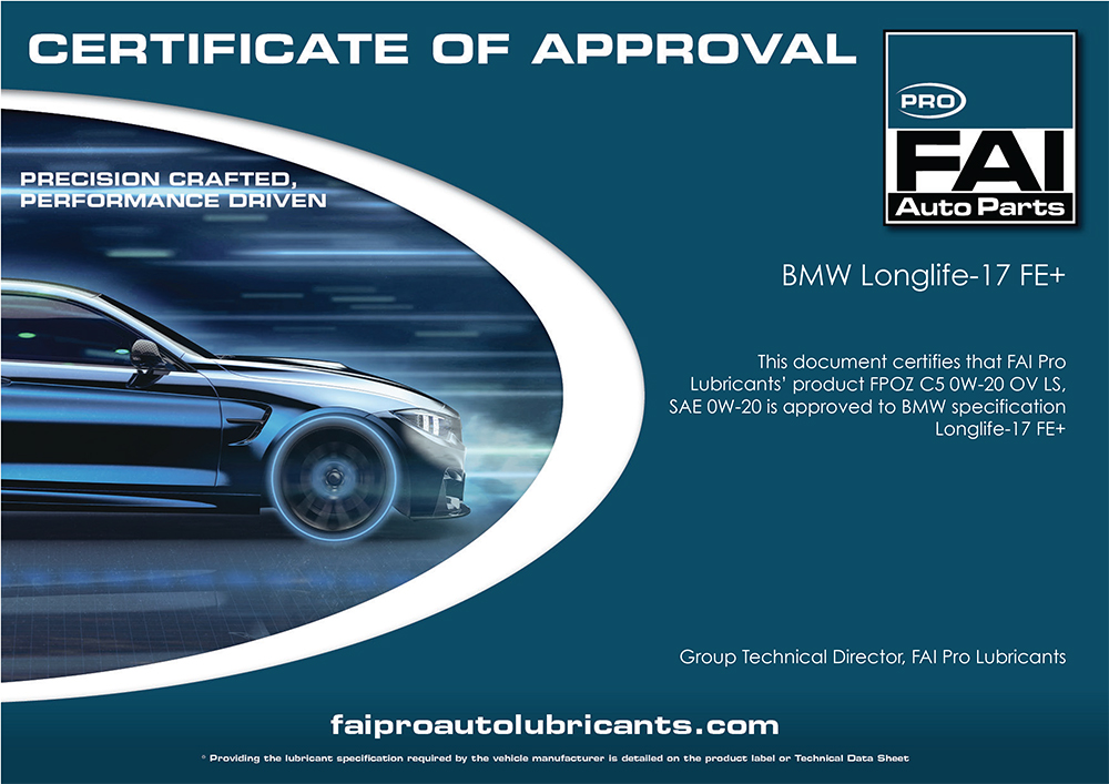 FAI Pro Lubricants Certificate Of Approval V2 NEW